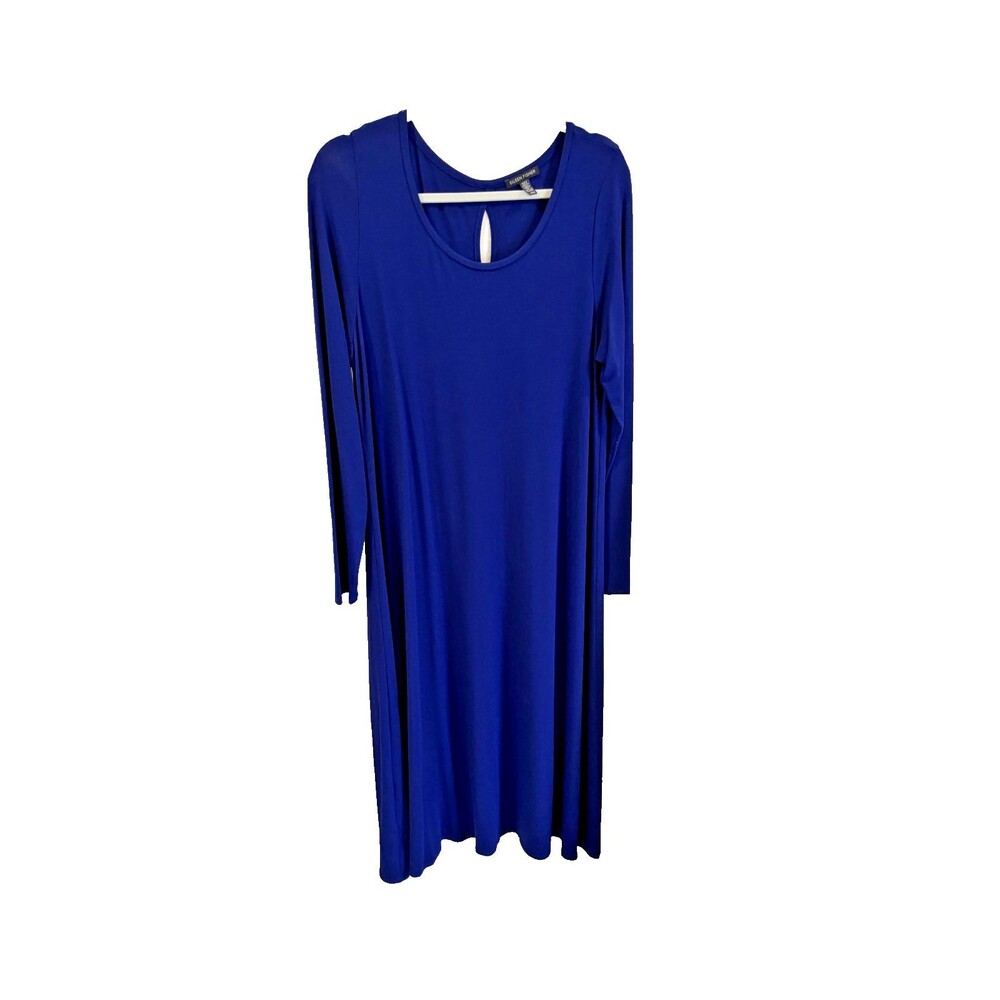 Eileen Fisher Royal Blue Jersey Knit Casual Dress with Keyhole Back Midi